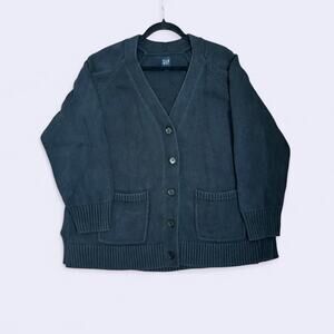 Black Gap XL Button-Up Cardigan Sweater 100% Cotton